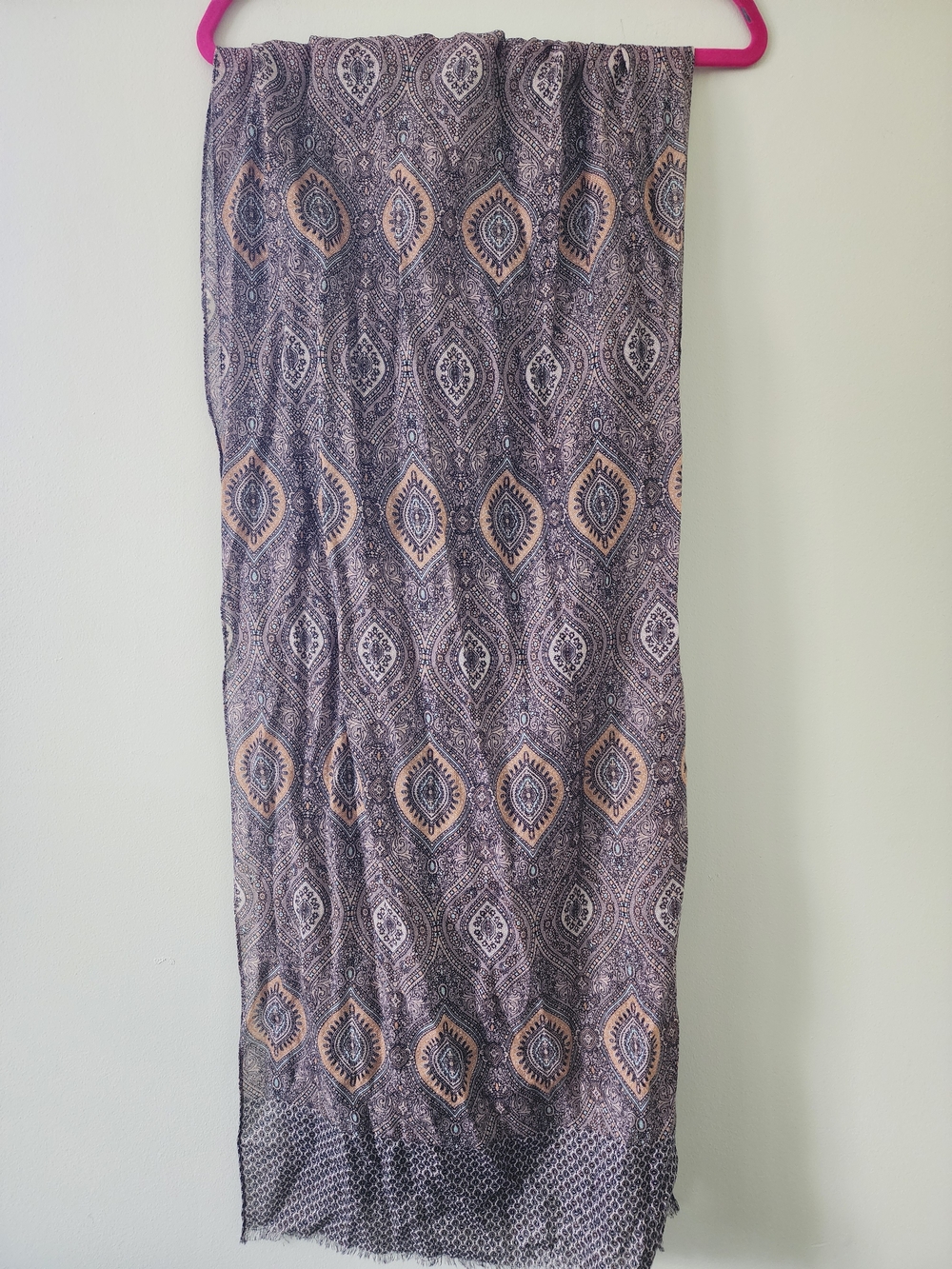 Talbots Lightweight Wool Printed Scarf in Blue and Gold